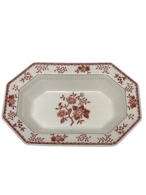 Independence Ironstone Serving Bowl Octagon Red Bittersweet Floral Japan Interpa